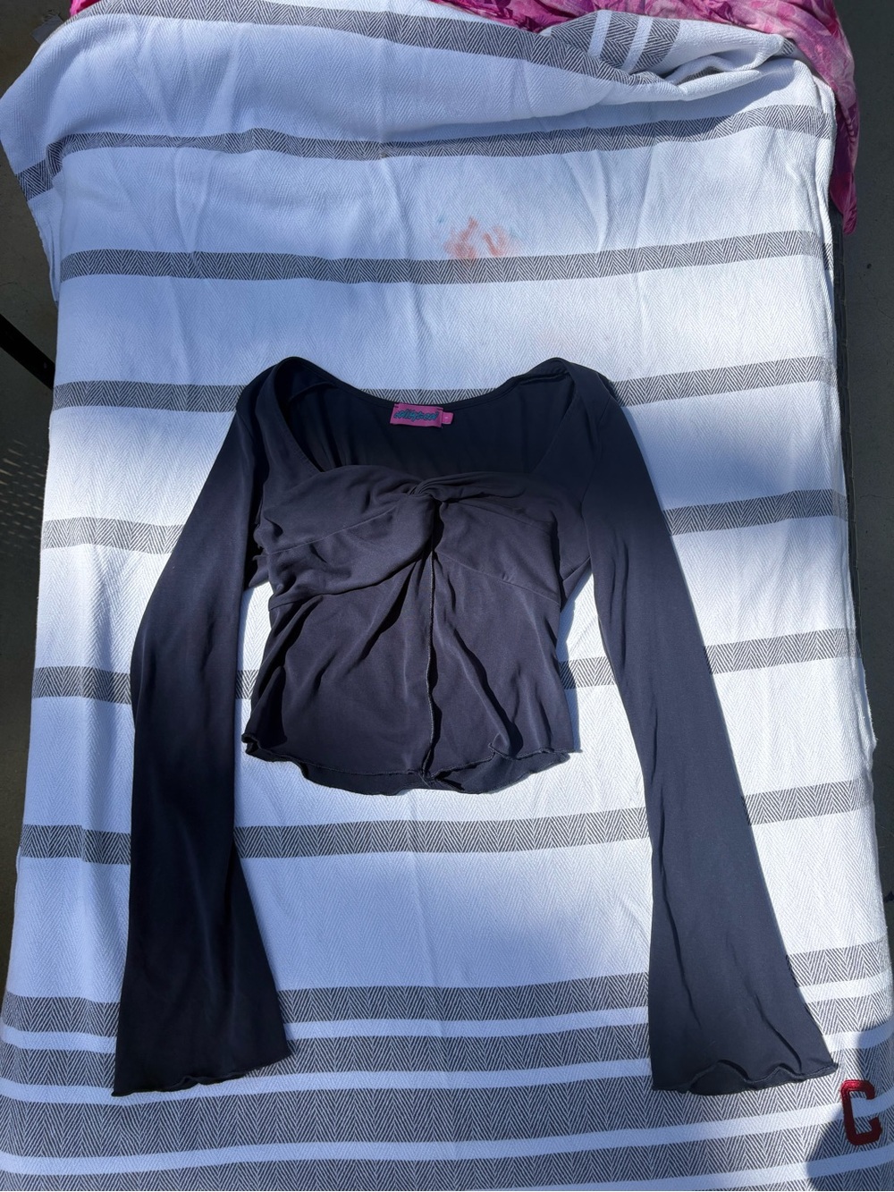 Edikted Navy Long-Sleeve Twist Front Top